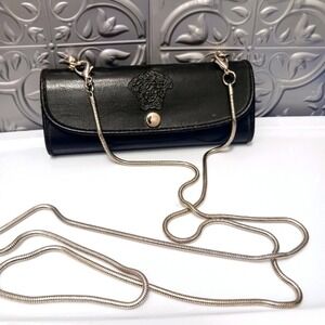 Versace MEDUSA Mini Crossbody  BLACK SUNGLASS Lipstick Carrier Case w Chain VNTG